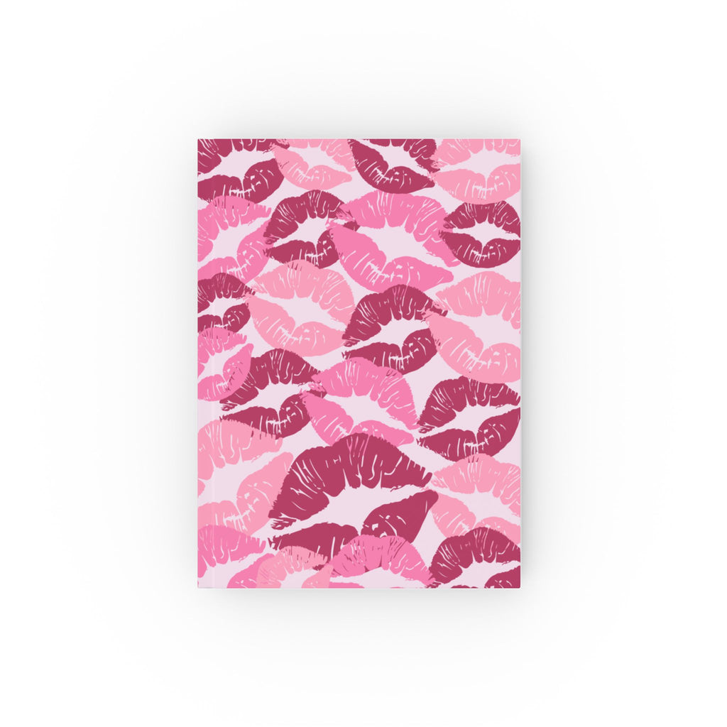 Kiss Print Journal — Pink Lip Pattern Hardback Notebook for Notes & Gifts