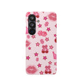 Pink Kawaii Icons Phone Case — Lip, Crown & Cherry Pattern Snap Case